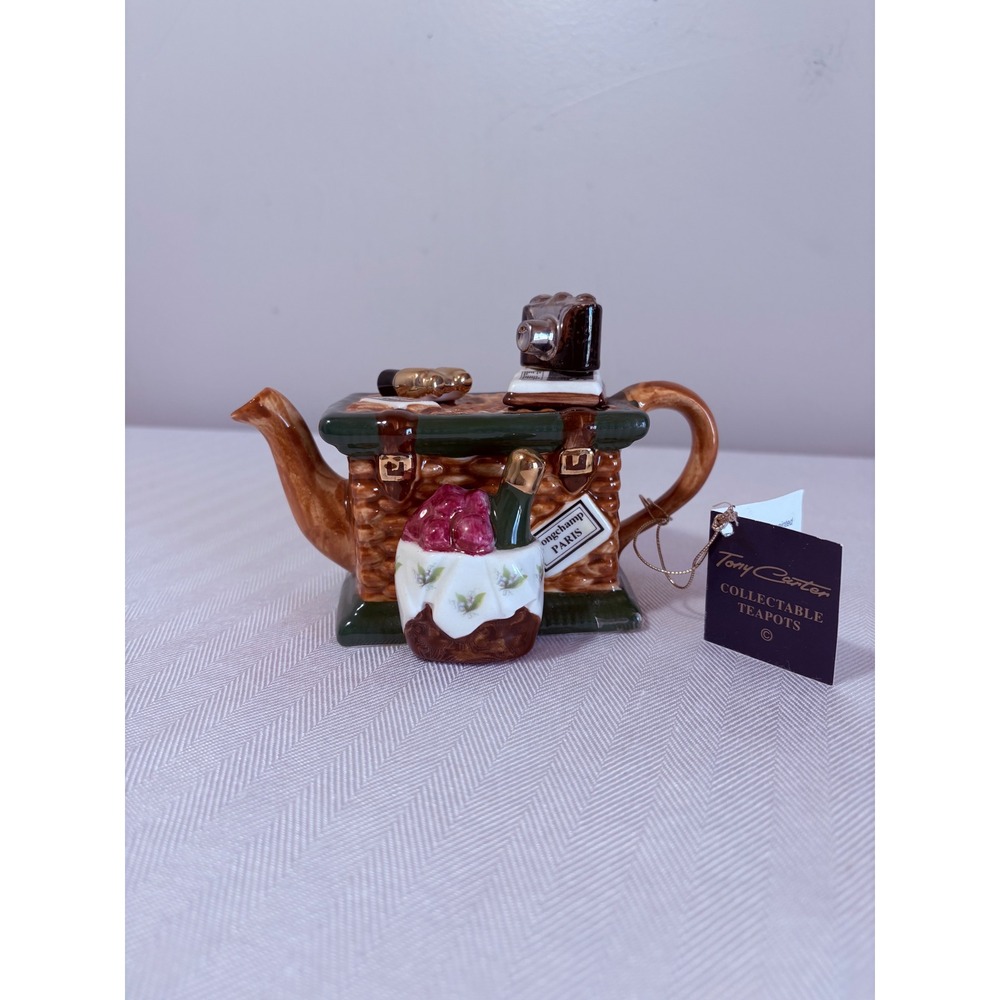 Tony Carter Mini Teapot Picnic Basket Royal Ascot Harrods Made in England NEW